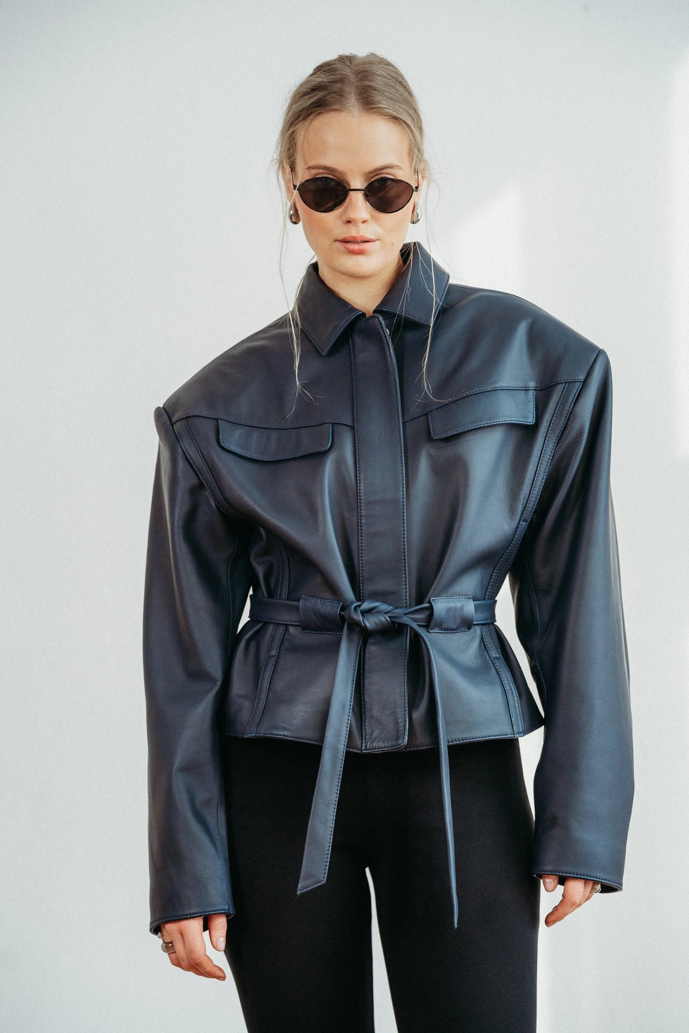 Command kurtka skórzana granatowa widok przód 