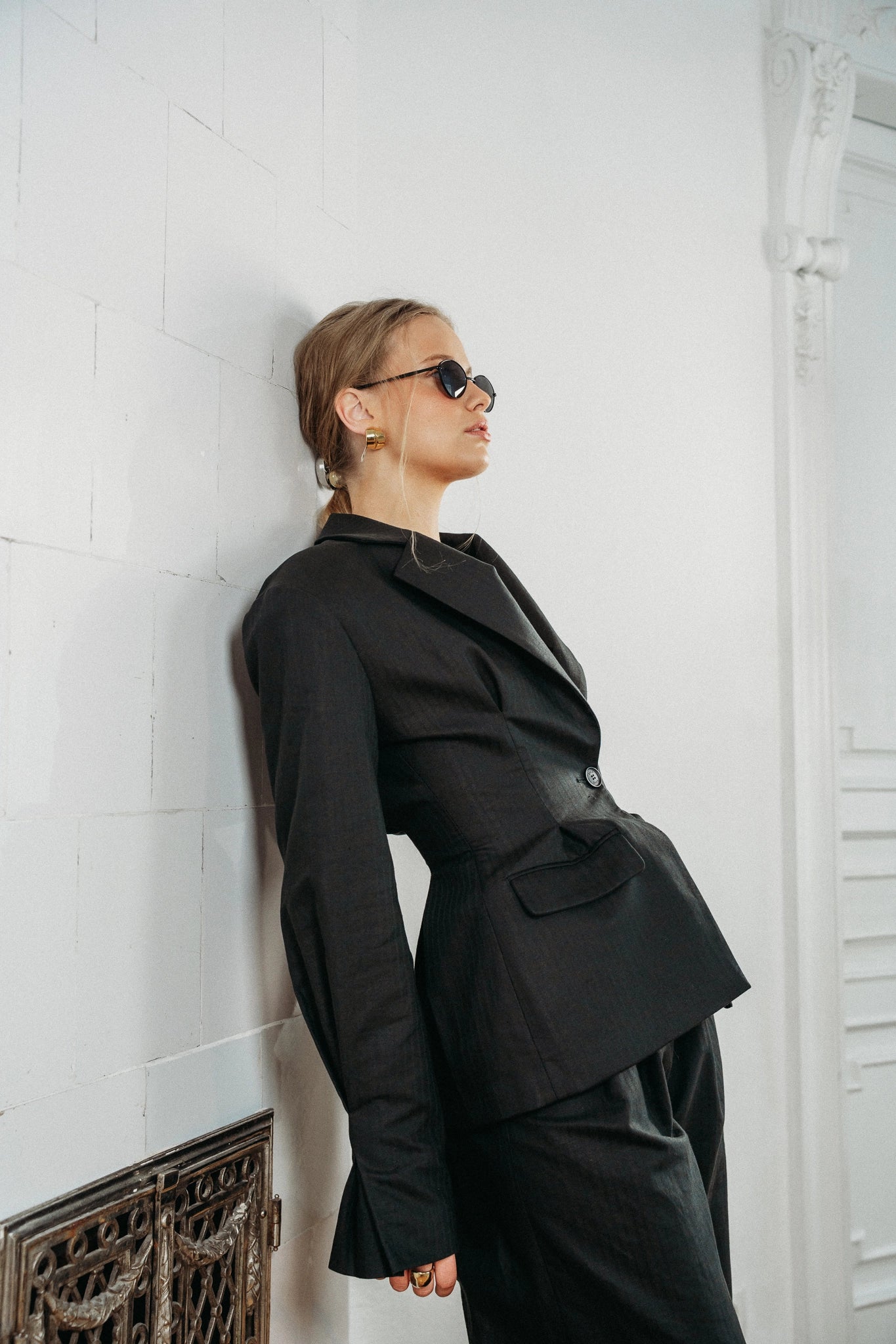 Precision marynarka czarna widok prawy bok